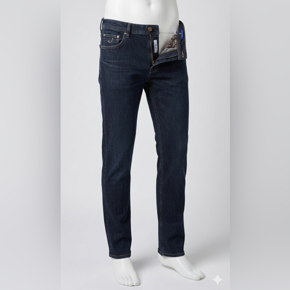 Jacob Cohen Nick Slim Fit Luxury Black Denim Jeans Made in Italy Men’s Size 38